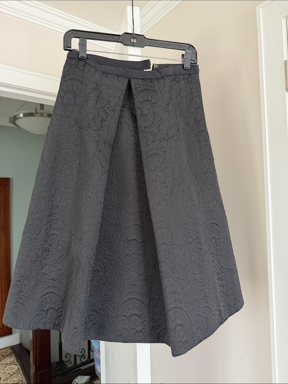 Tibi New York jacquard pleated black A Line flare skirt Size:6